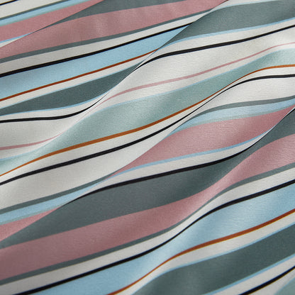 Polyester Spandex Stripes Pattern Satin Fabric