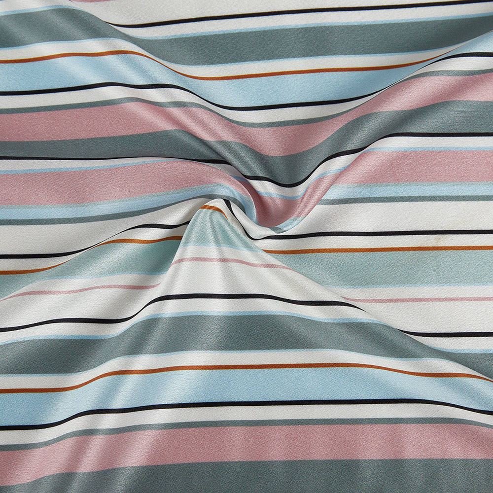 Polyester Spandex Stripes Pattern Satin Fabric