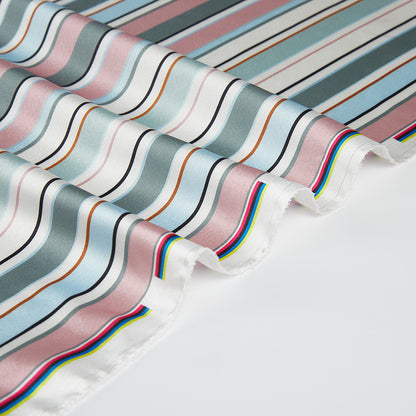 Polyester Spandex Stripes Pattern Satin Fabric