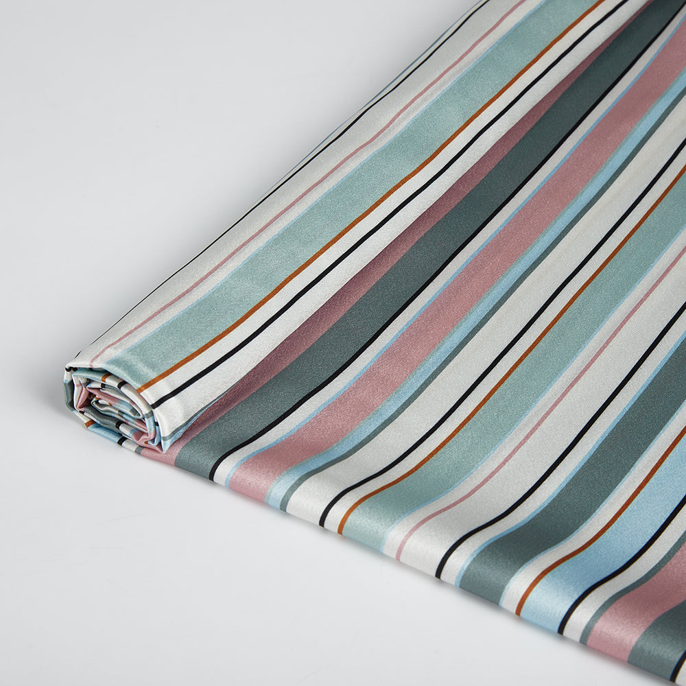 Polyester Spandex Stripes Pattern Satin Fabric